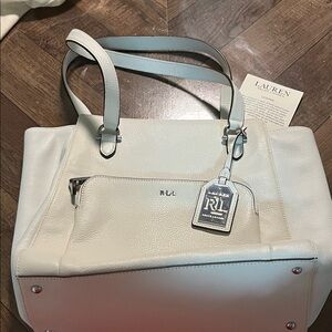 Lauren Ralph Lauren White Leather Tote